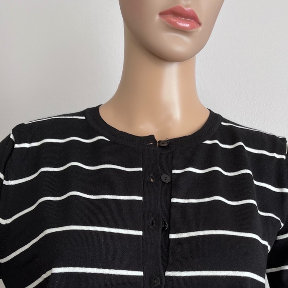 August Silk Women’s Black/White Striped Cardigan size L - Picture 3 of 9